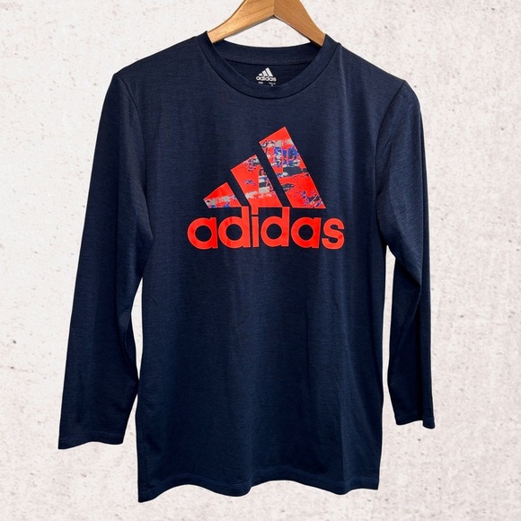 Adidas Blue and Red Long Sleeve Tee - Picture 1 of 3